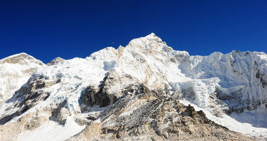 Everest Base Camp and Nupse on the Background