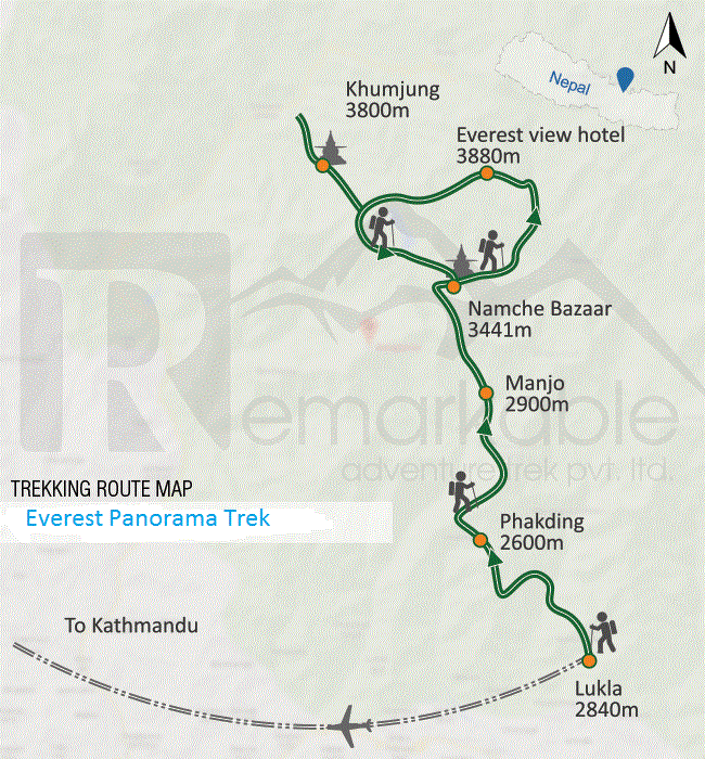 Everest View Trek Trip Map, Route Map
